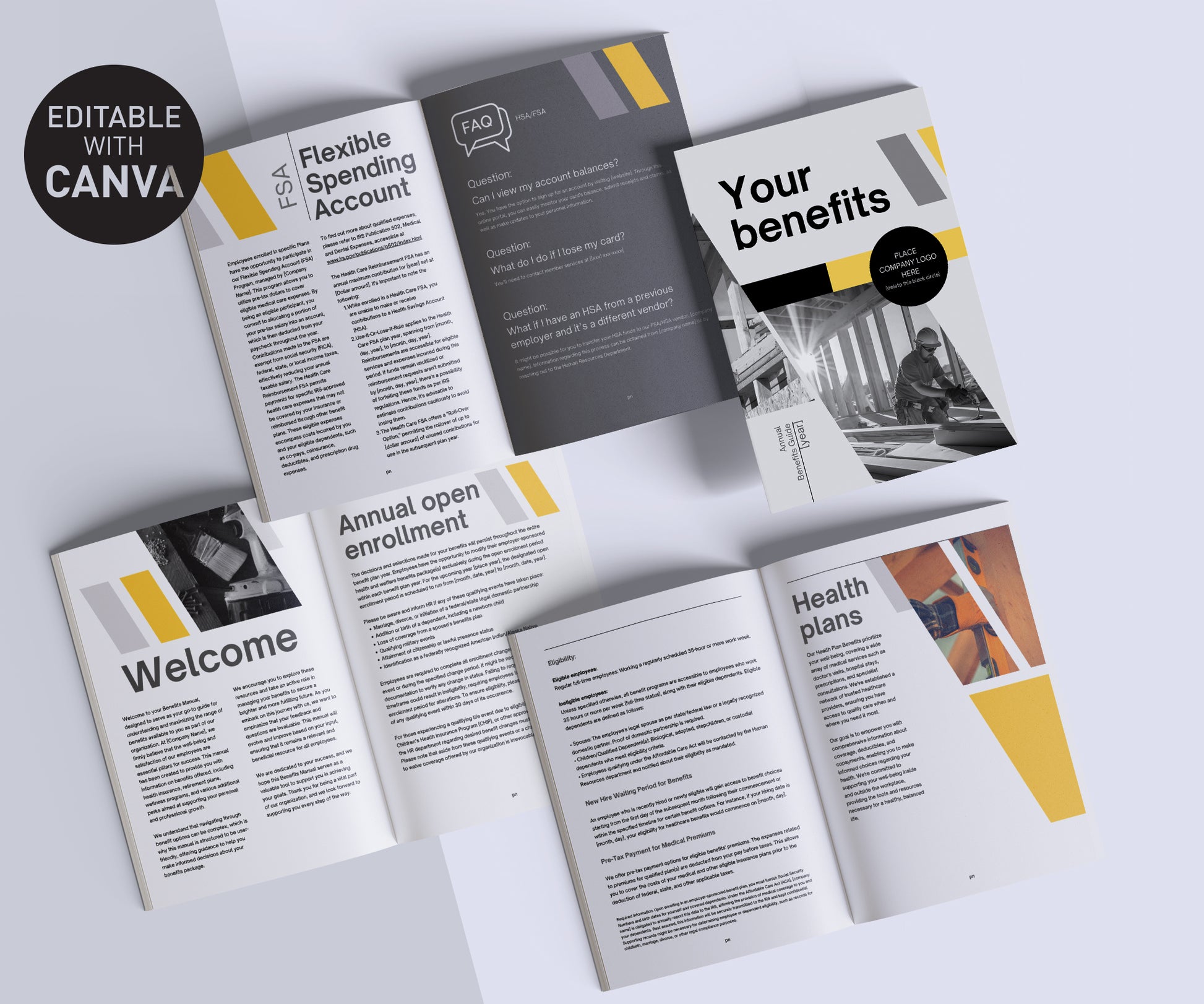 Editable Canva Benefits book for Human Resources professionals