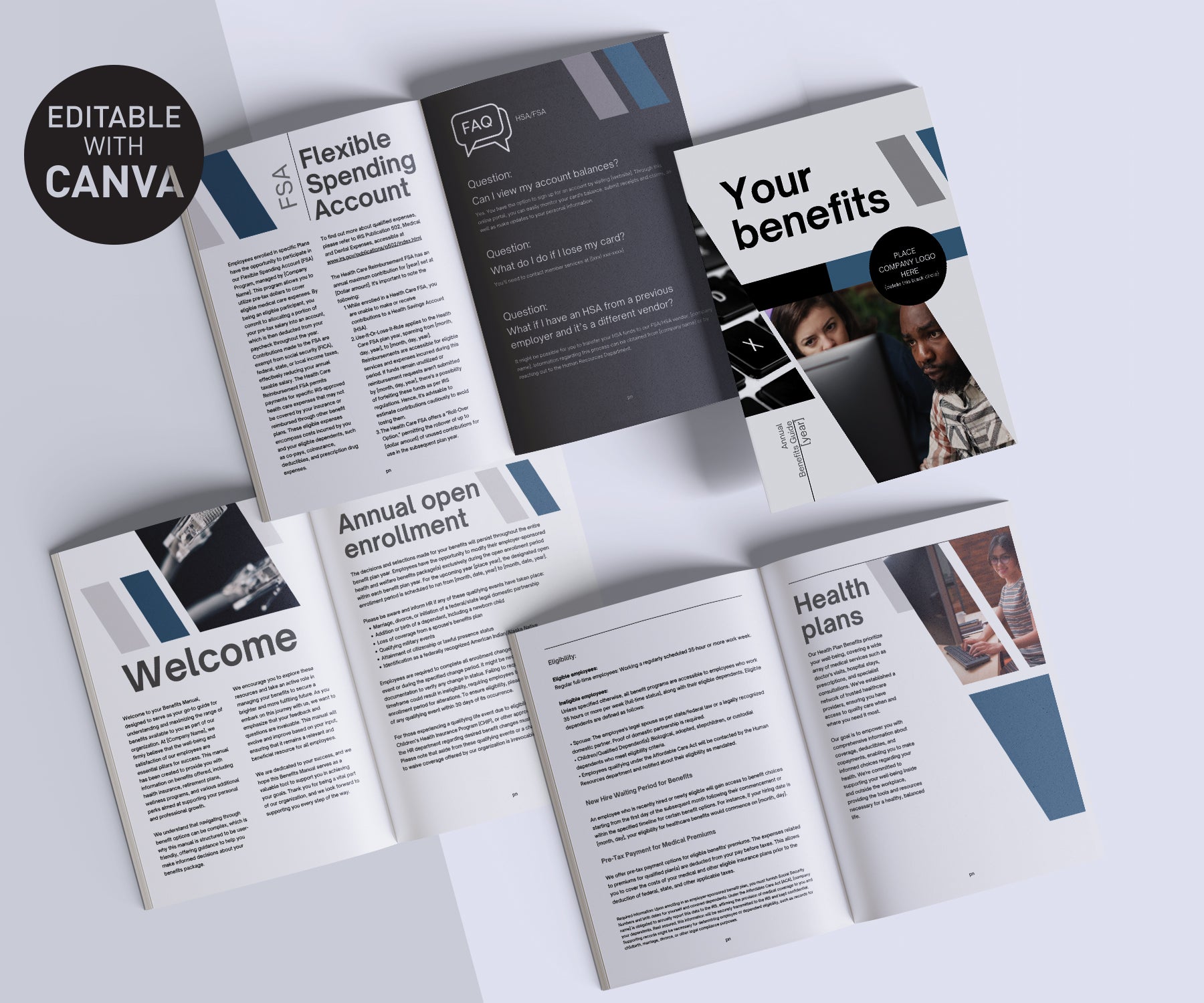 Editable Canva Benefits book for Human Resources professionals