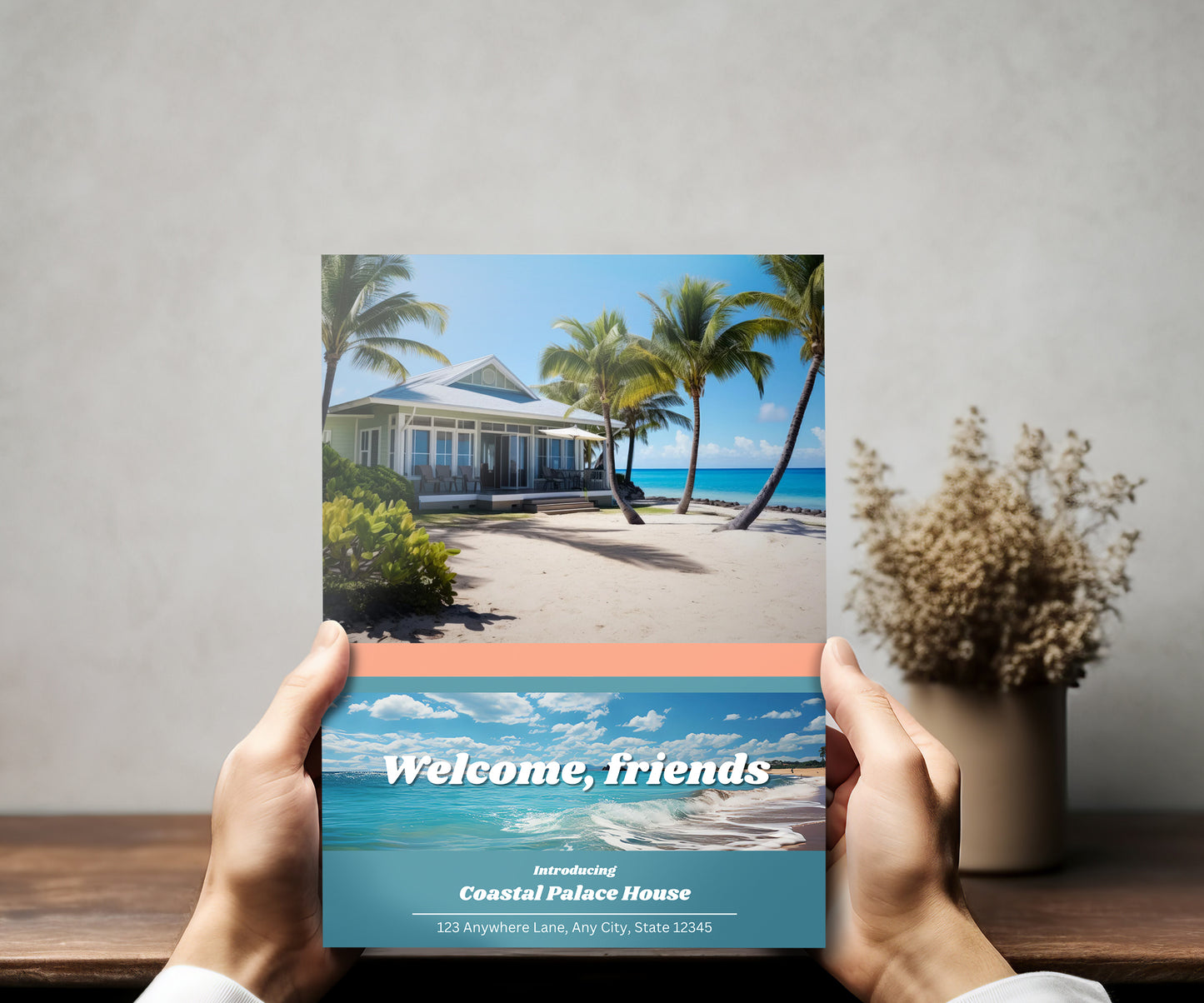 Hands holding Coastal welcome book