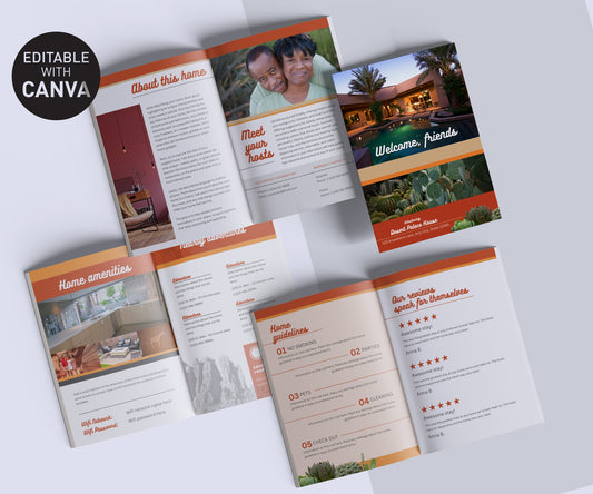 Desert home vacatation welcome booklet Canva template