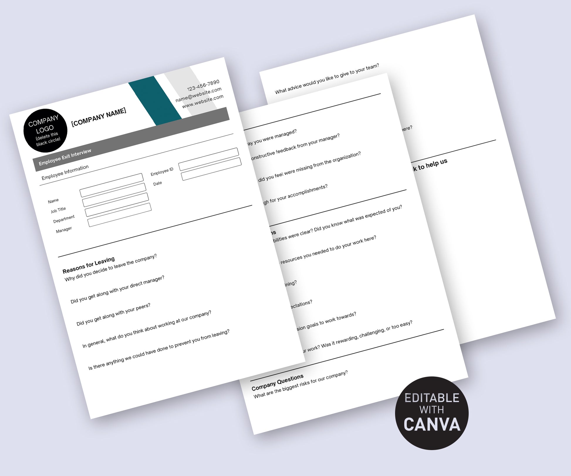 Financial company exit interview template