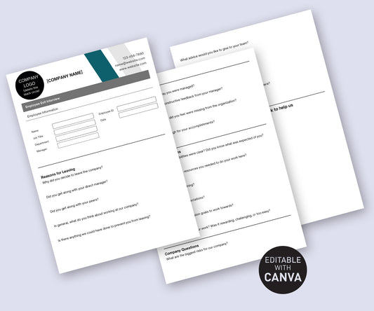 Editable, Canva exit interview template