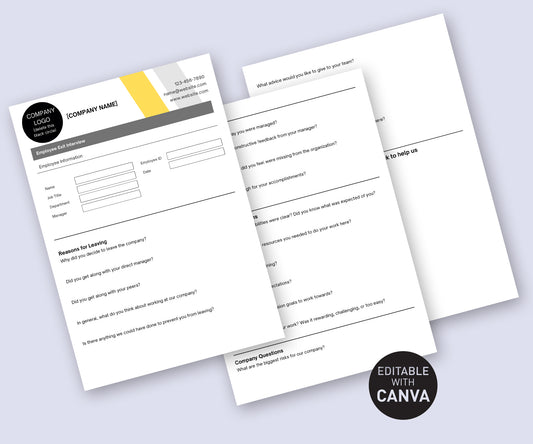 Editable, Canva exit interview template