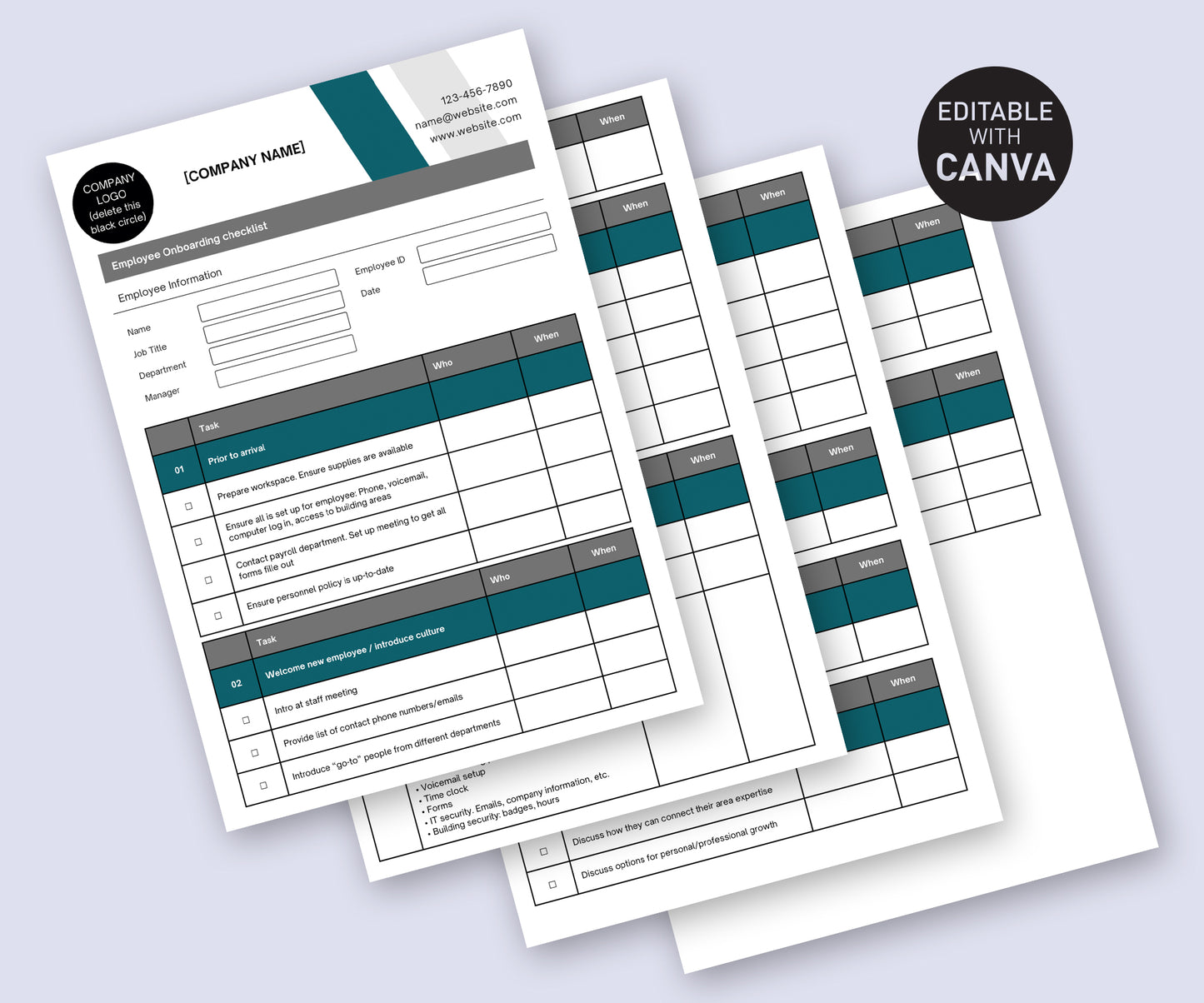 Canva employee onboarding checklist template