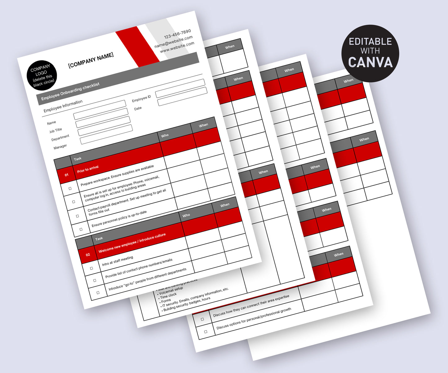 Canva employee onboarding checklist template