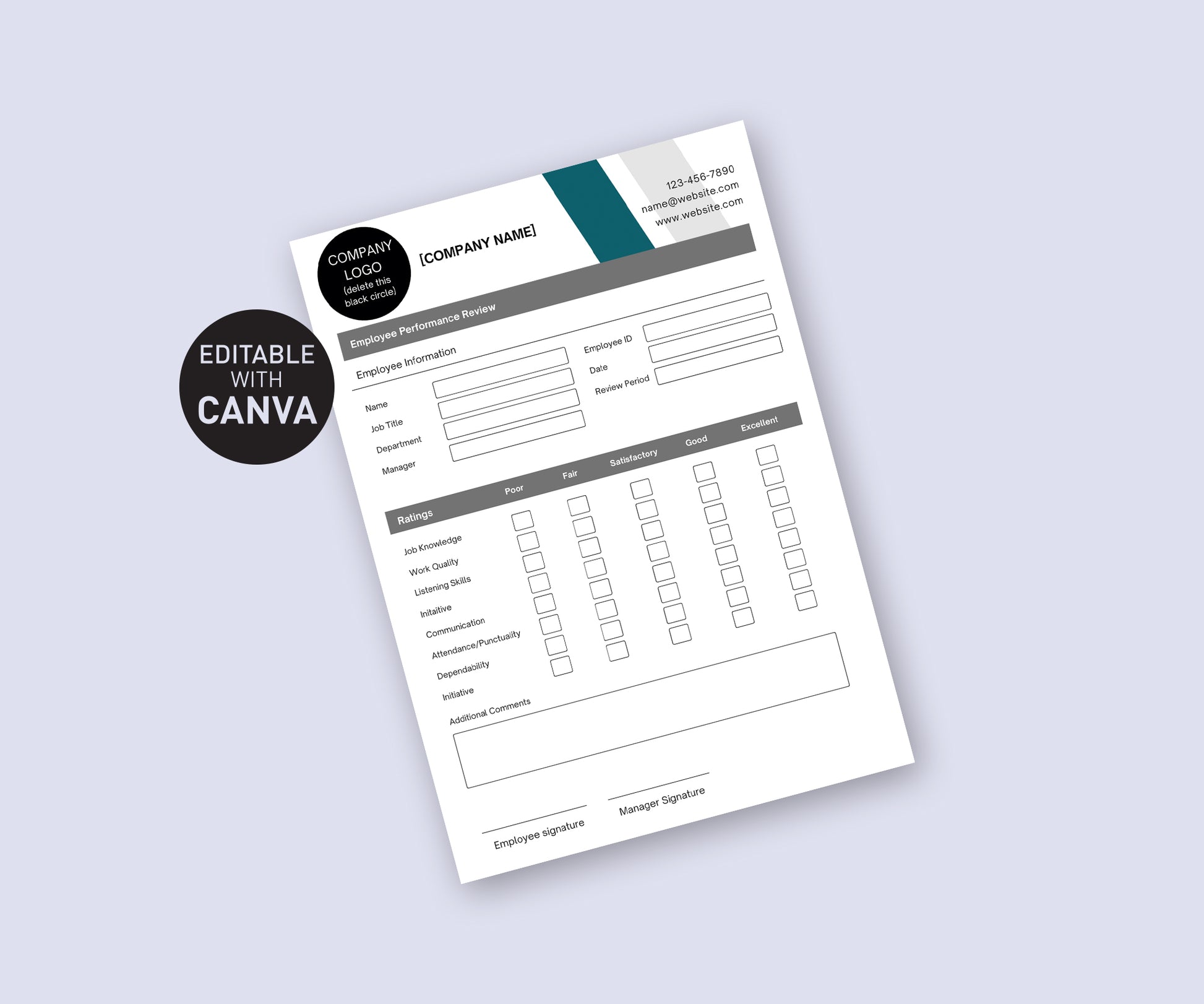 Financial company employee performance template