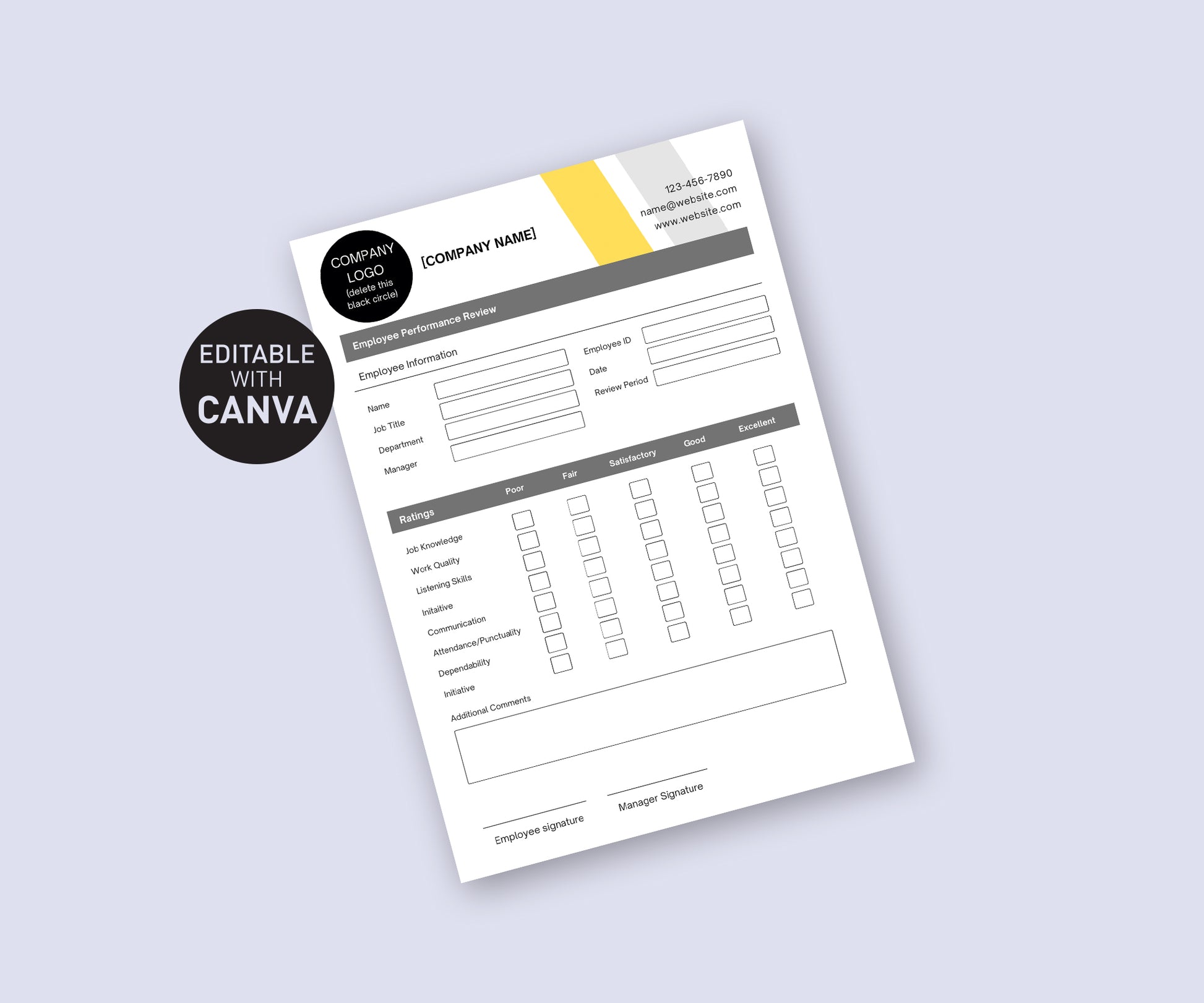 Employee performance interview Canva template