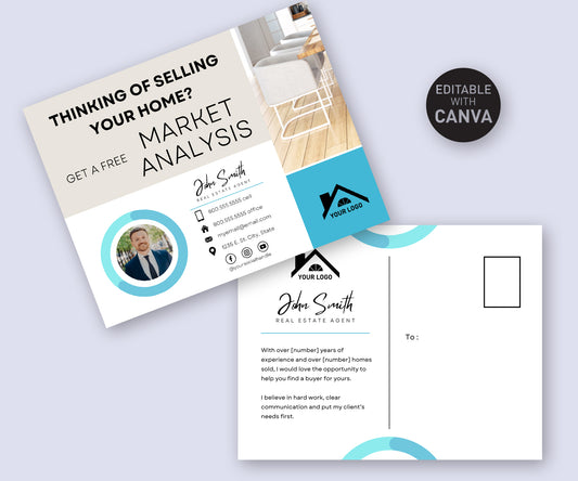 Real Estate Agent Post Card template made with Canva