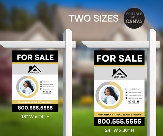 Real Estate Agent yard signs bundle in Gold