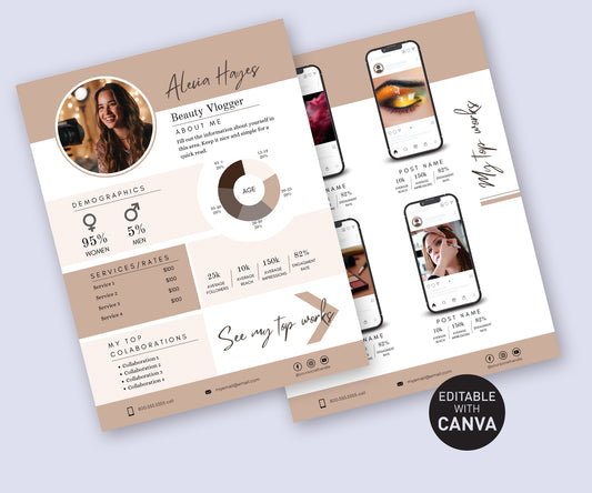 Beauty Influencer Media Kit - 2 pager