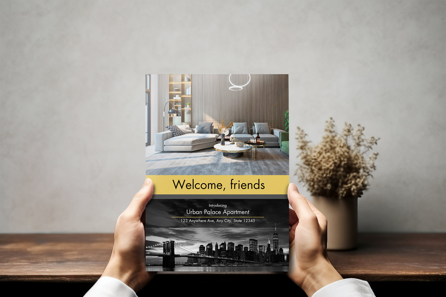 Hands holding Urban welcome book